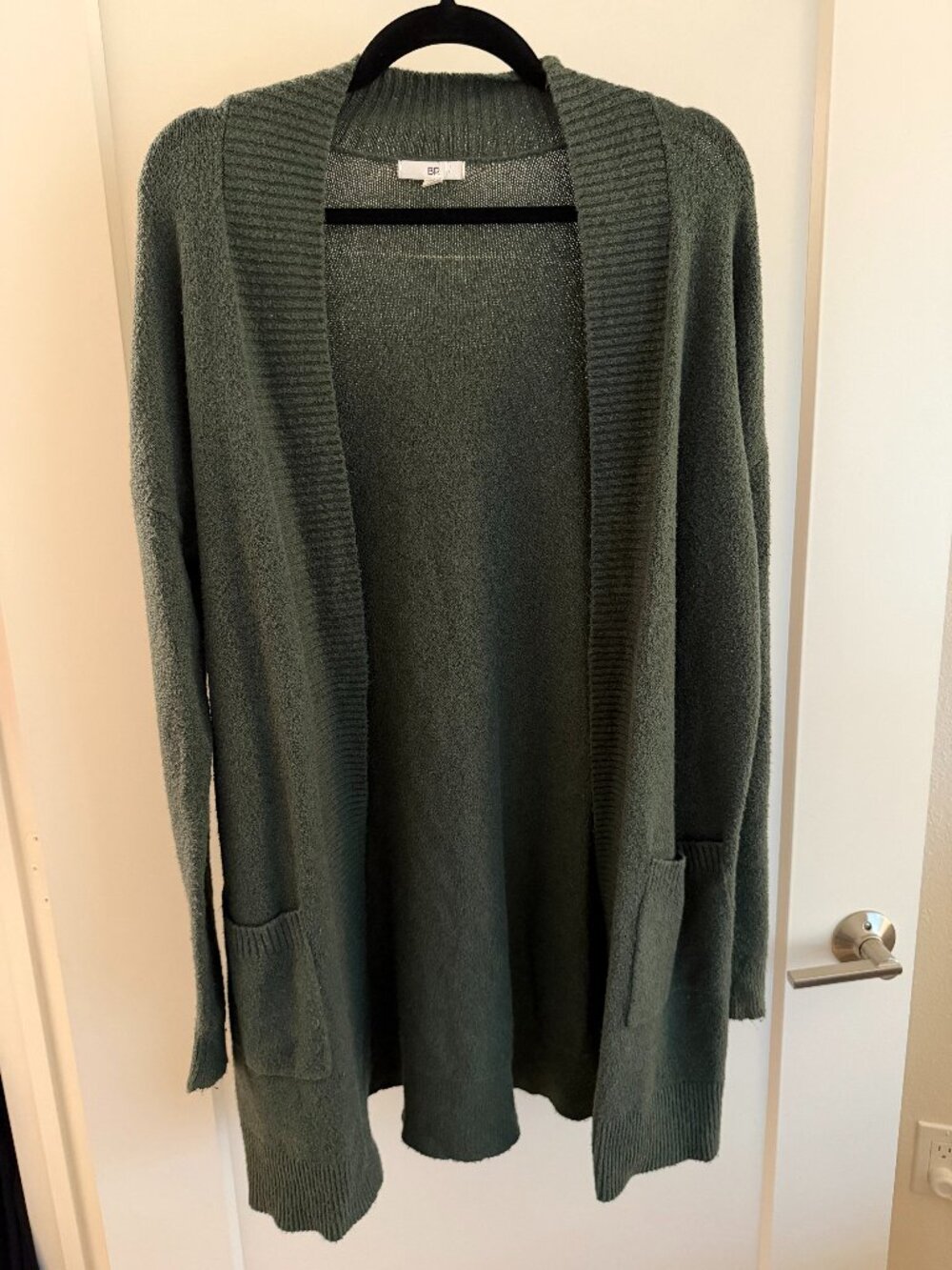 BP. Olive Green Long Open-Front Cardigan - Size S
